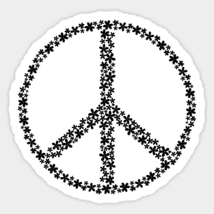 Floral Peace Sign - Black Sticker